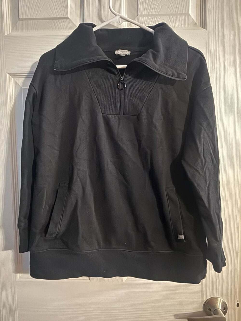 T by Talbots Black Half Zip Funnel Neck Sweatshirt with Pockets Size S